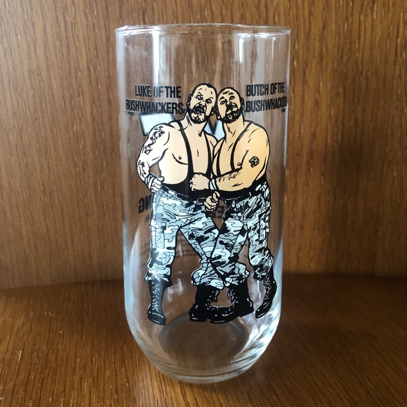 WWF Bushwackers Glass c.1990 - in Perfect Vintage Condition 💪🏻 Luke & Butch - Picture 7 of 7